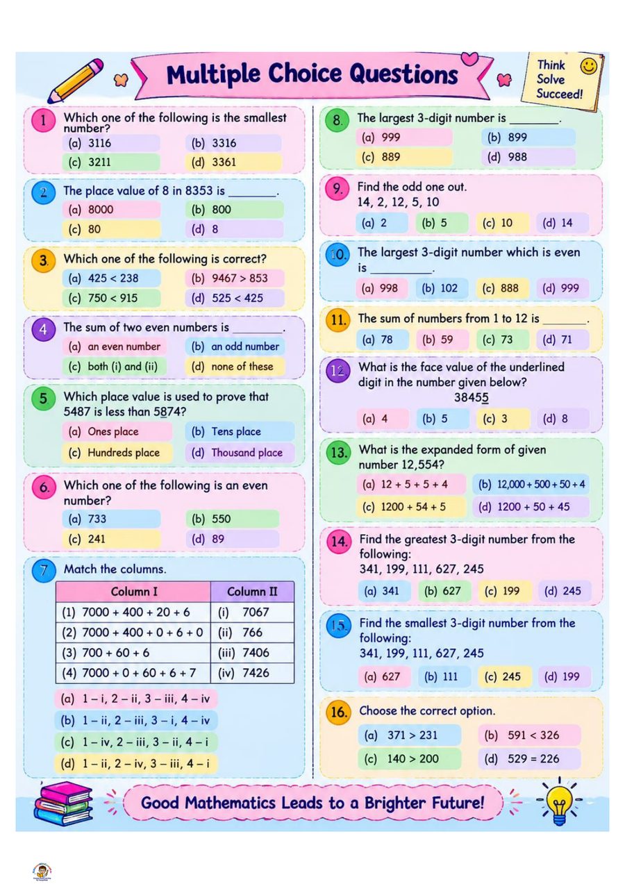 The practice that follows it - — sixteen multiple-choice questions on the same chapter, in the layout and wording an olympiad paper actually uses.