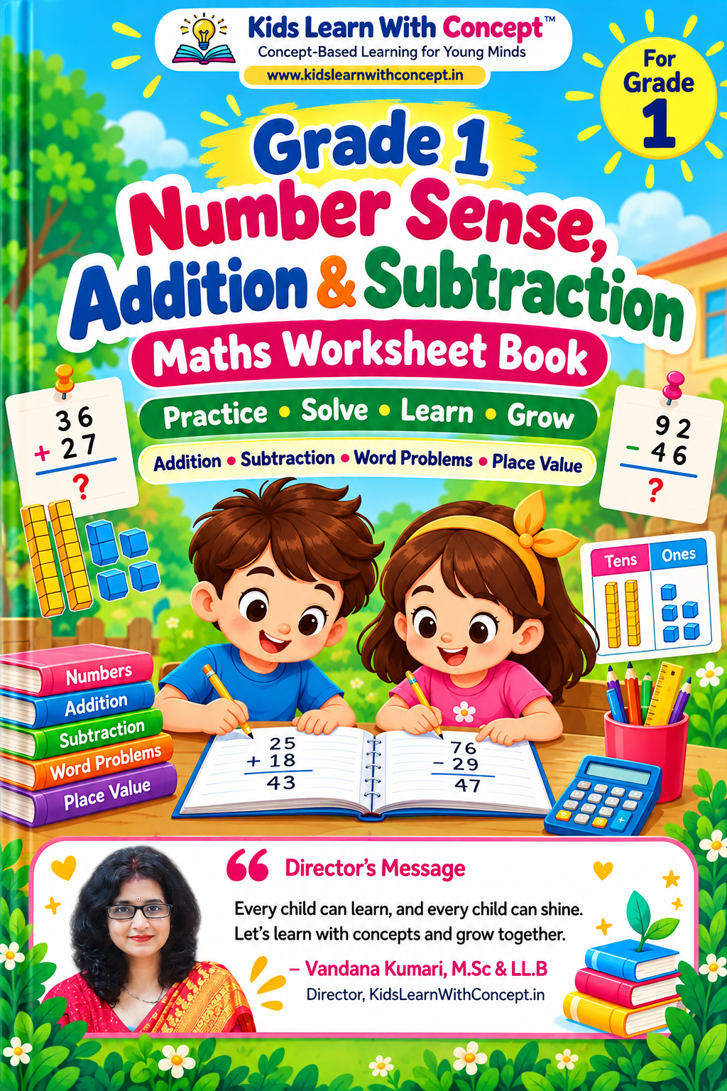 Grade 1 Number Sense, Addition & Subtraction — printable e-book cover