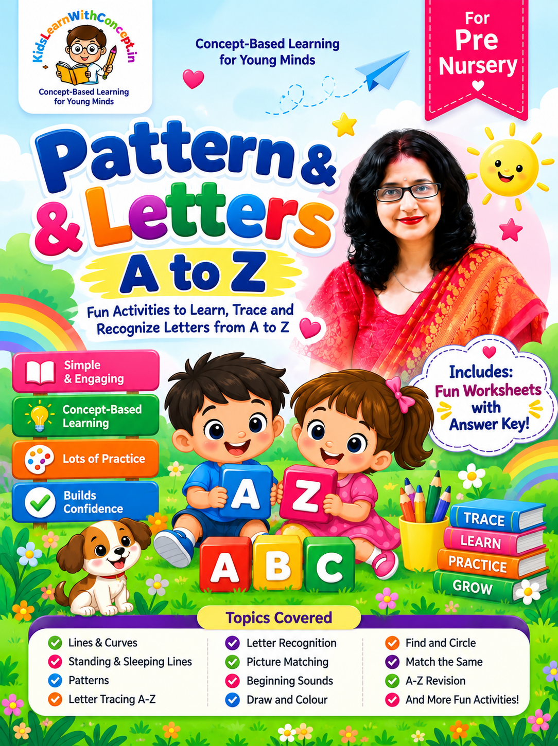 Pattern & Letters A to Z — printable e-book cover