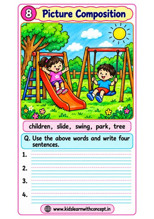 At the Playground — free sample worksheet