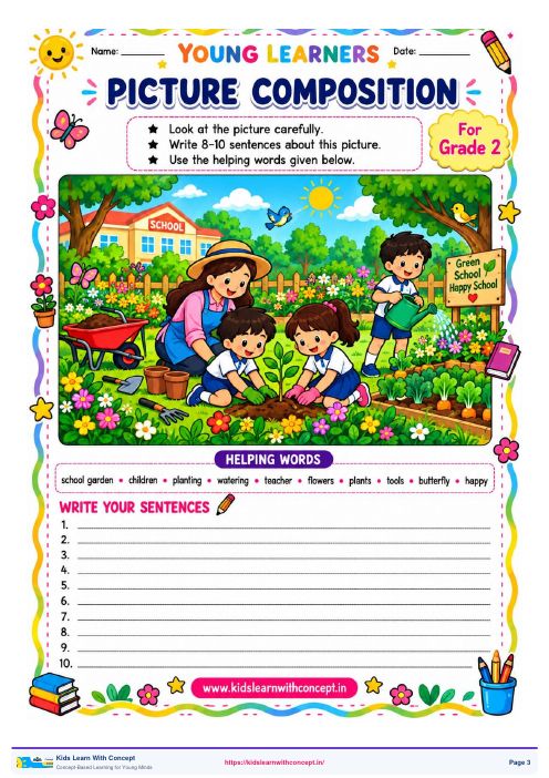 Our School Garden — free sample worksheet